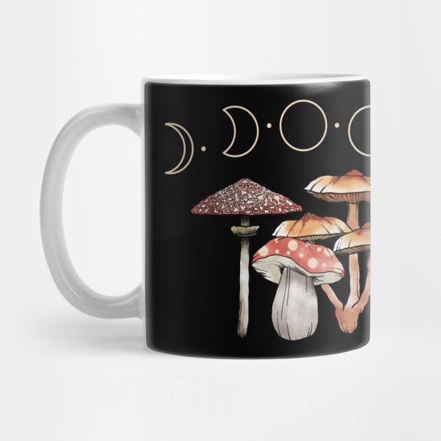 Cottagecore Aesthetic Dark Academia Moon Phases Mushroom by uncommontee